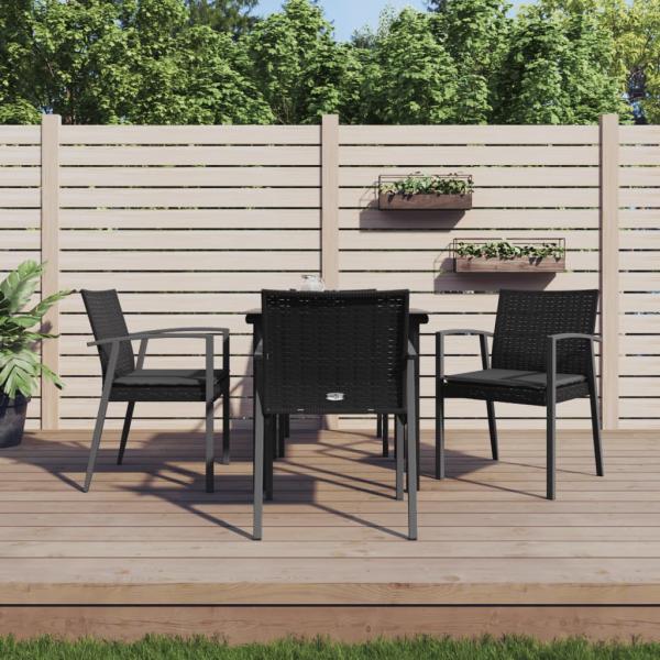 ARDEBO.de - 5-tlg. Garten-Essgruppe mit Kissen Poly Rattan und Stahl