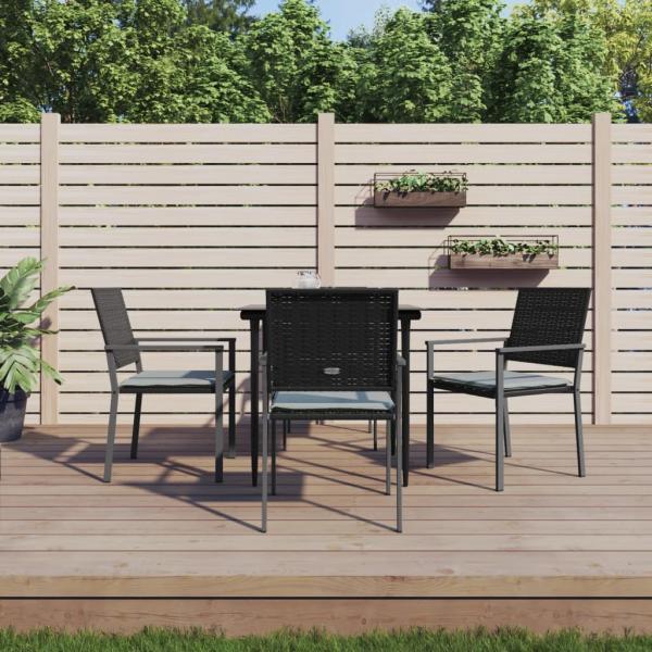 ARDEBO.de - 5-tlg. Garten-Essgruppe mit Kissen Poly Rattan und Stahl