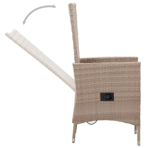 7-tlg. Garten-Essgruppe mit Auflagen Beige