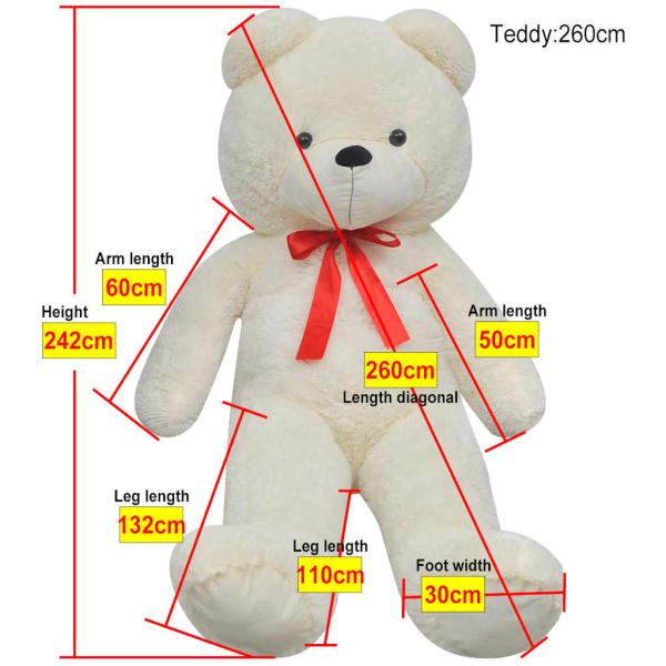Teddybär Kuscheltier Plüsch Weiß 242 cm