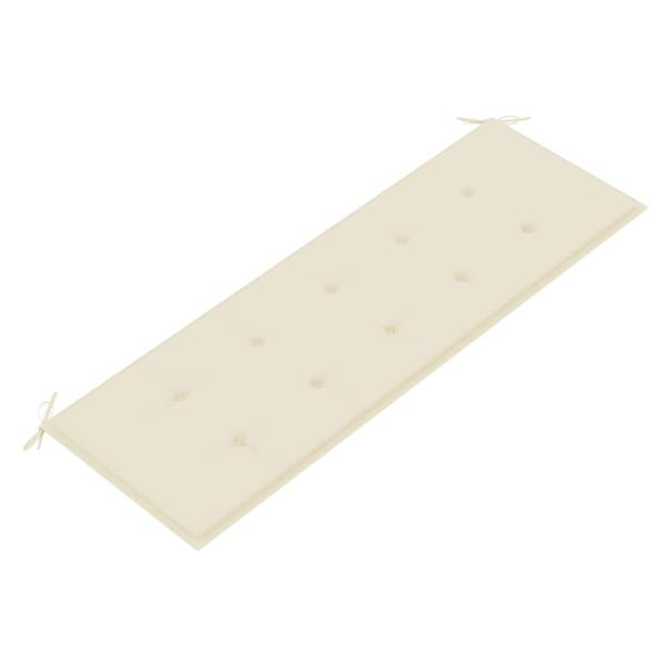 Batavia-Bank mit Creme Kissen 150 cm Massivholz Teak
