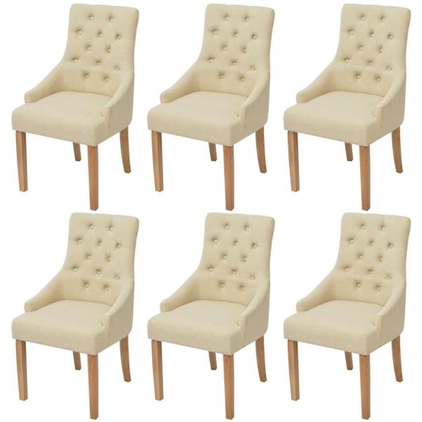 ARDEBO.de - Esszimmerstühle 6 Stk. Cremeweiß Stoff