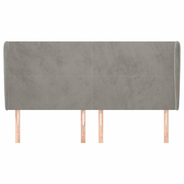 Kopfteil mit Ohren Hellgrau 203x23x118/128 cm Samt