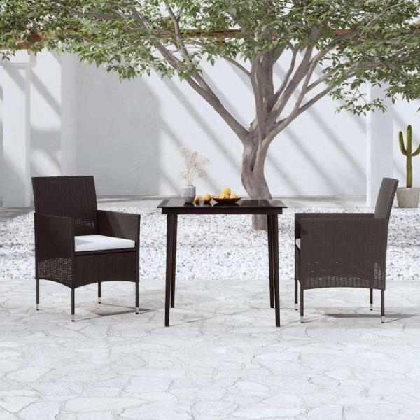 ARDEBO.de - 3-tlg. Garten-Essgruppe mit Kissen Schwarz