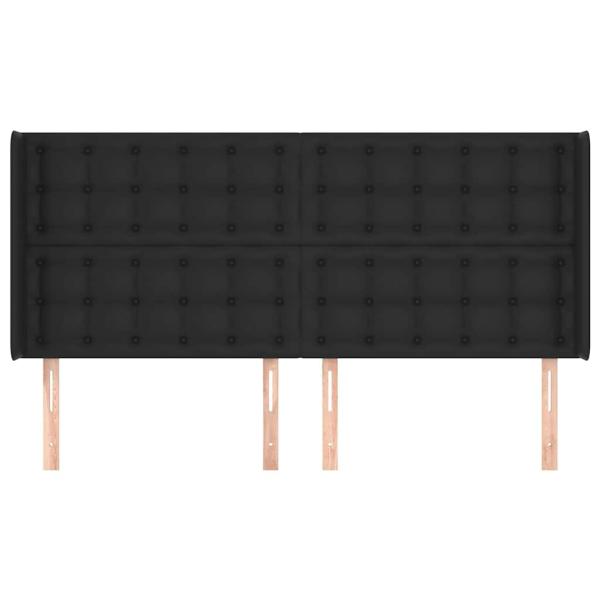 Kopfteil mit Ohren Schwarz 183x16x118/128 cm Kunstleder