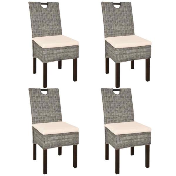ARDEBO.de - Esszimmerstühle 4 Stk. Kubu-Rattan Mangoholz