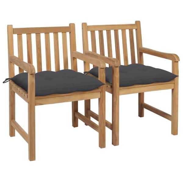 ARDEBO.de - Gartenst?hle 2 Stk. mit Anthrazit Kissen Massivholz Teak