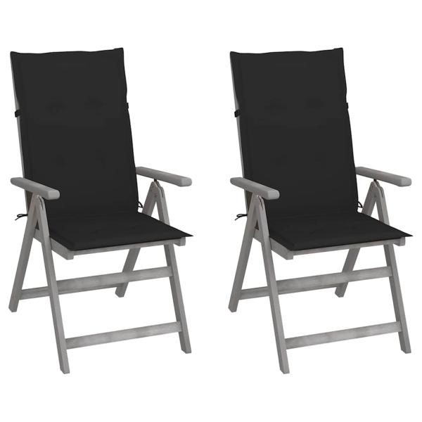 ARDEBO.de - Verstellbare Gartenstühle 2 Stk. mit Auflagen Massivholz Akazie