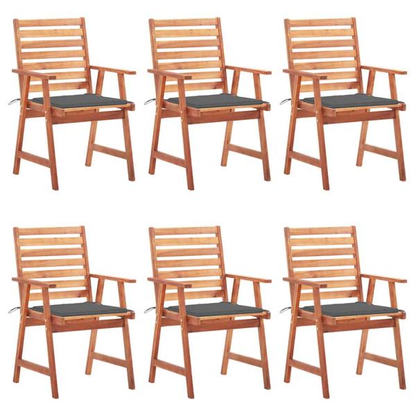 ARDEBO.de - Garten-Essstühle 6 Stk. mit Kissen Massivholz Akazie
