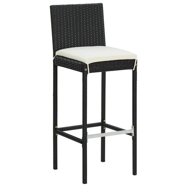 9-tlg. Gartenbar-Set mit Kissen Schwarz Poly Rattan