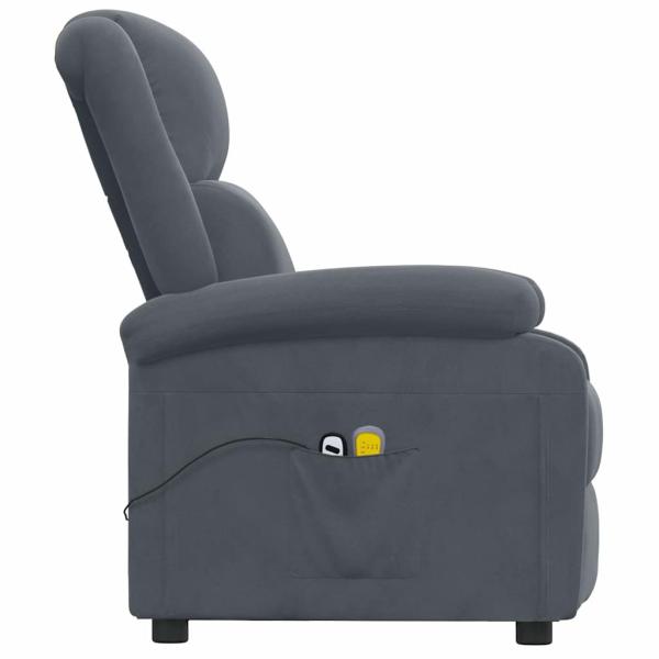 Massagesessel Elektrisch Dunkelgrau Samt