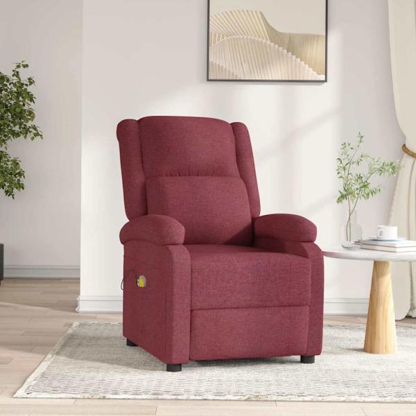 ARDEBO.de - Massagesessel Elektrisch Weinrot Stoff
