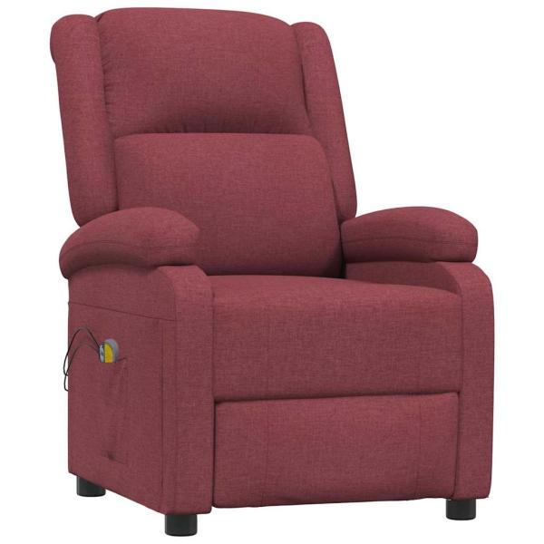 Massagesessel Elektrisch Weinrot Stoff