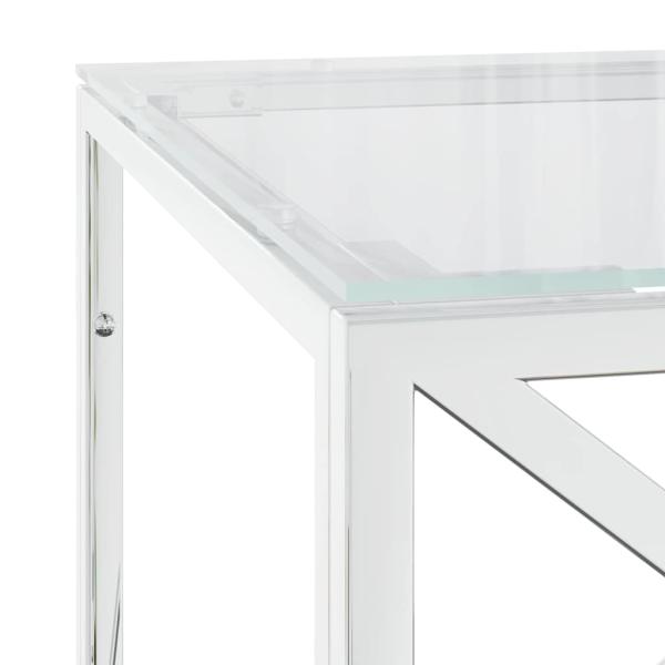 Couchtisch 110x45x45 cm Edelstahl und Glas