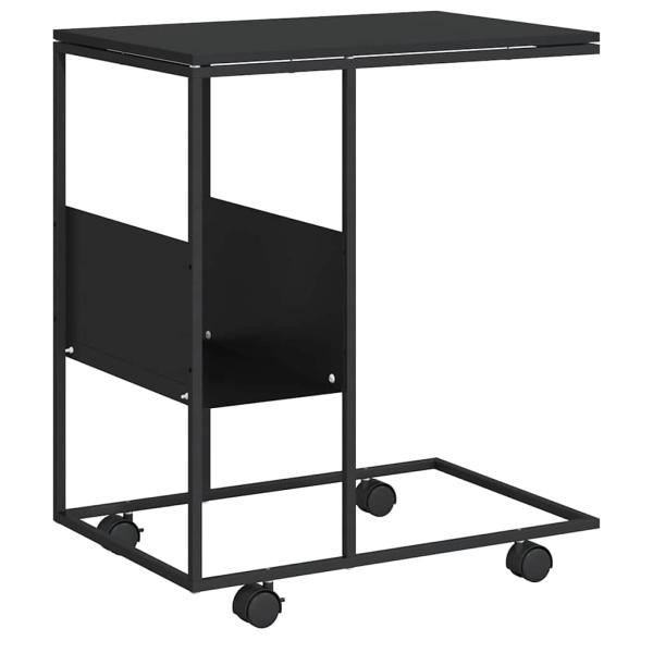 Beistelltisch mit Rollen Schwarz 55x36x63,5 cm Holzwerkstoff