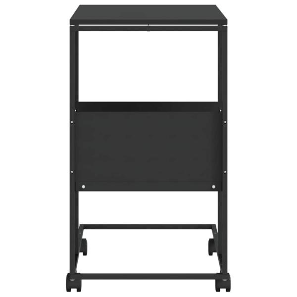 Beistelltisch mit Rollen Schwarz 55x36x63,5 cm Holzwerkstoff