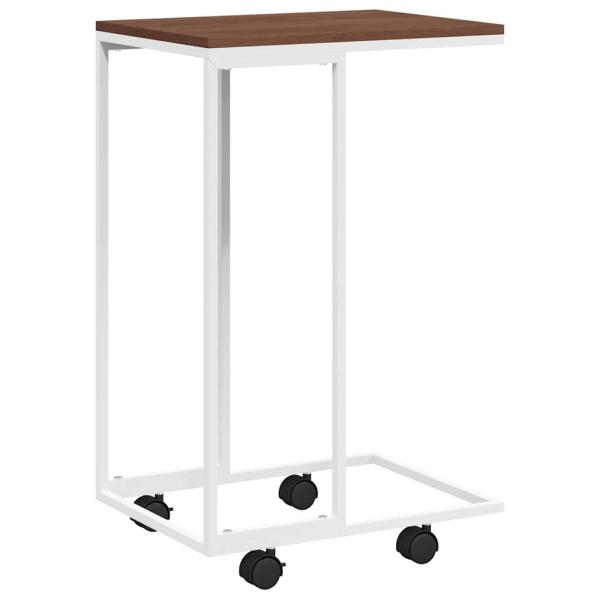 Beistelltisch mit Rollen Weiß 40x30x63,5 cm Holzwerkstoff