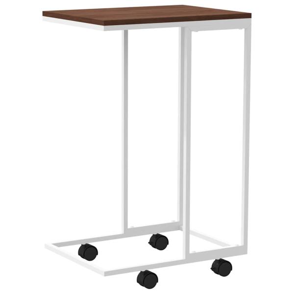 Beistelltisch mit Rollen Weiß 40x30x63,5 cm Holzwerkstoff