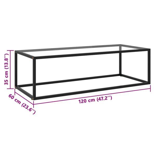 Couchtisch Schwarz mit Hartglas 120x60x35 cm