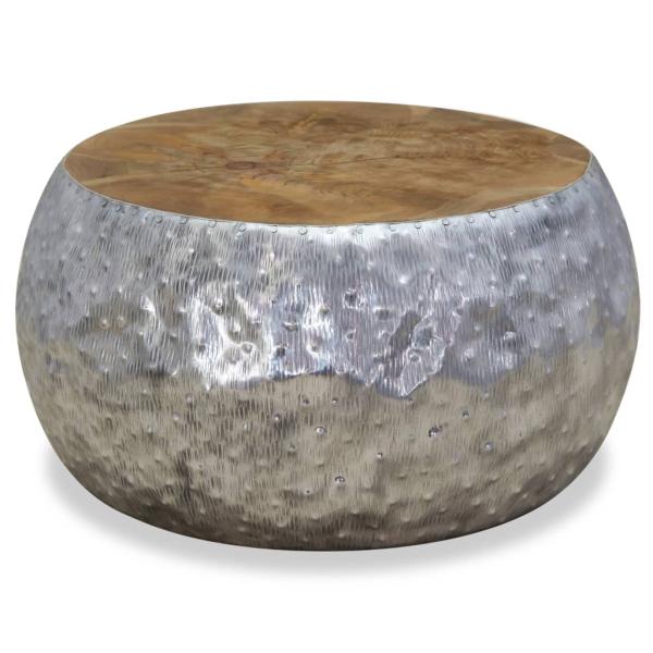 Couchtisch Aluminium Teak 60x60x30 cm