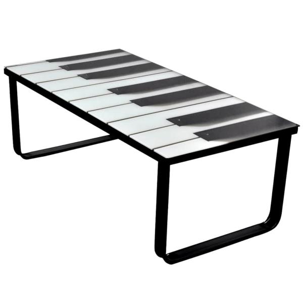 ARDEBO.de - Couchtisch mit Glasplatte Klavier-Aufdruck