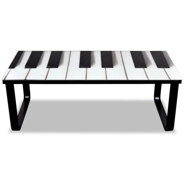 Couchtisch mit Glasplatte Klavier-Aufdruck