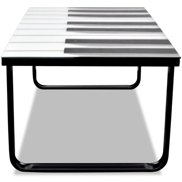 Couchtisch mit Glasplatte Klavier-Aufdruck