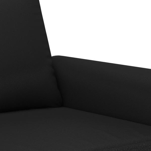3-tlg. Sofagarnitur mit Kissen Schwarz Kunstleder