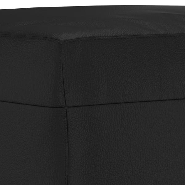 3-tlg. Sofagarnitur mit Kissen Schwarz Kunstleder