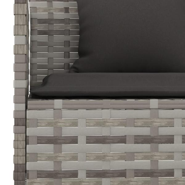 6-tlg. Garten-Essgruppe mit Kissen Grau Poly Rattan