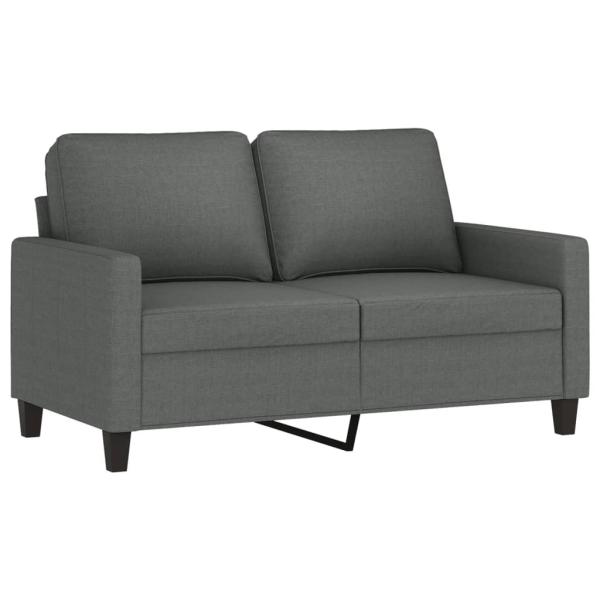 2-tlg. Sofagarnitur mit Kissen Dunkelgrau Stoff