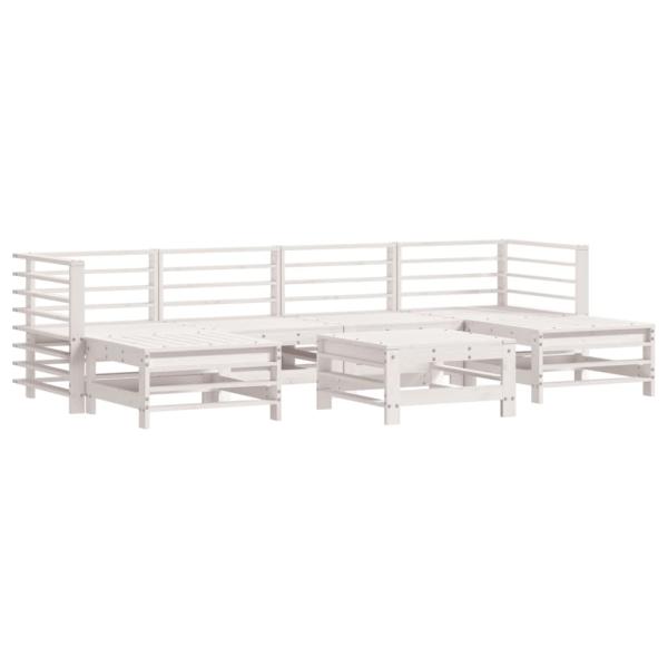 7-tlg. Garten-Lounge-Set mit Kissen Wei? Massivholz