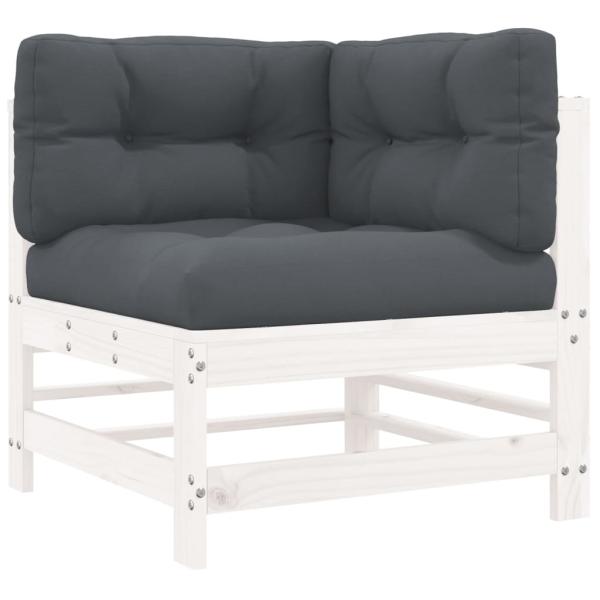 7-tlg. Garten-Lounge-Set mit Kissen Wei? Massivholz