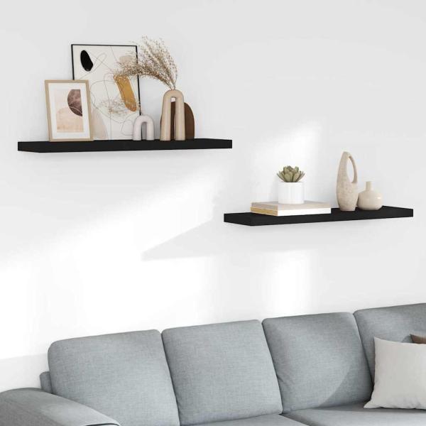 ARDEBO.de - Schweberegale 2 Stk. Schwarz 90x23,5x3,8 cm MDF