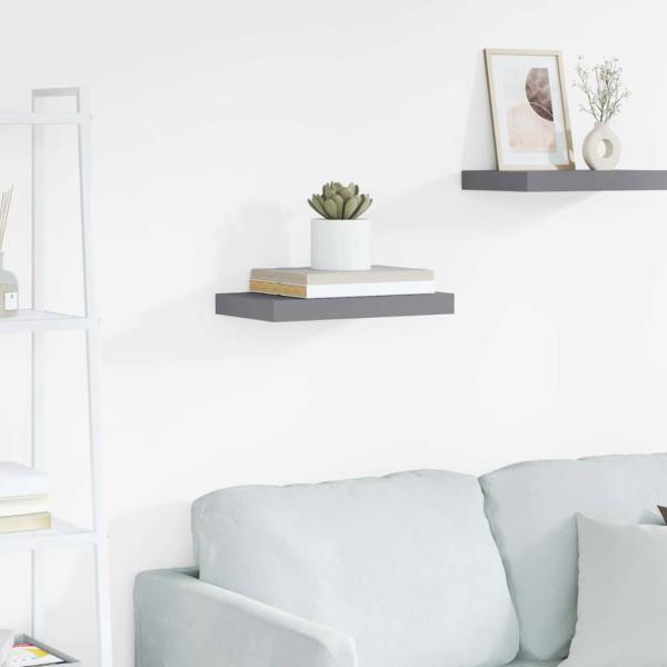ARDEBO.de - Schweberegal Grau 40x23,5x3,8 cm MDF