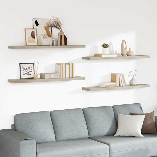 ARDEBO.de - Schweberegale 4 Stk. Eichen-Optik 120x23,5x3,8 cm MDF