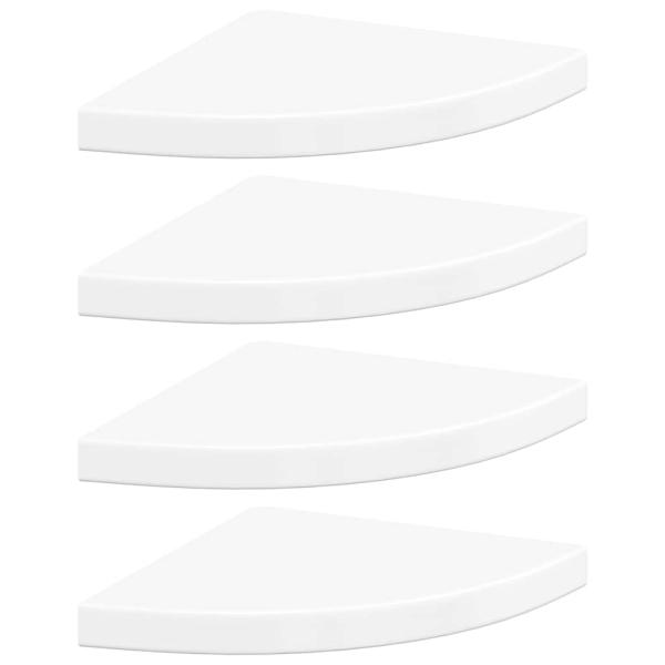 Eck-Schweberegale 4 Stk. Hochglanz-Weiß 35x35x3,8 cm MDF