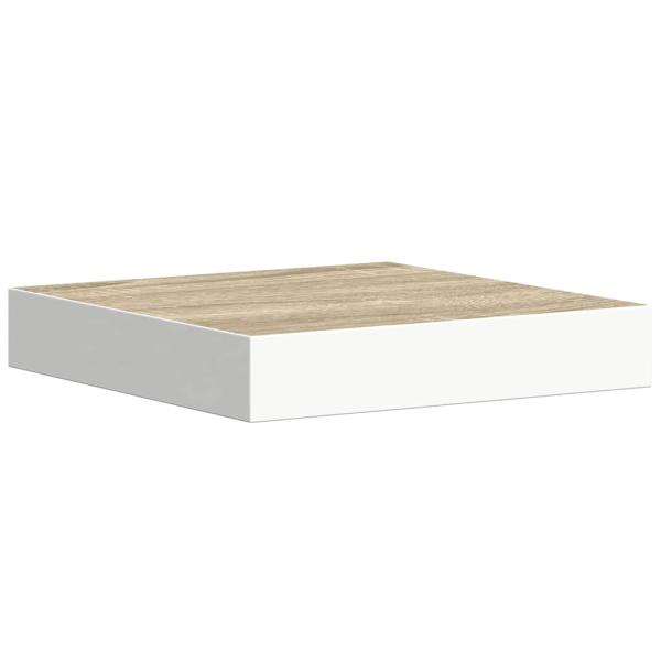 Schweberegale 4 Stk. Eichen-Optik und Weiß 23x23,5x3,8 cm MDF