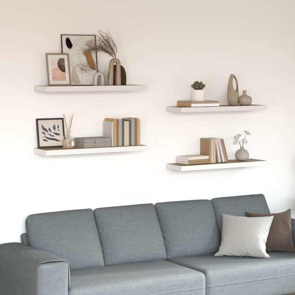 ARDEBO.de - Schweberegale 4 Stk. Eichen-Optik und Wei? 80x23,5x3,8 cm MDF