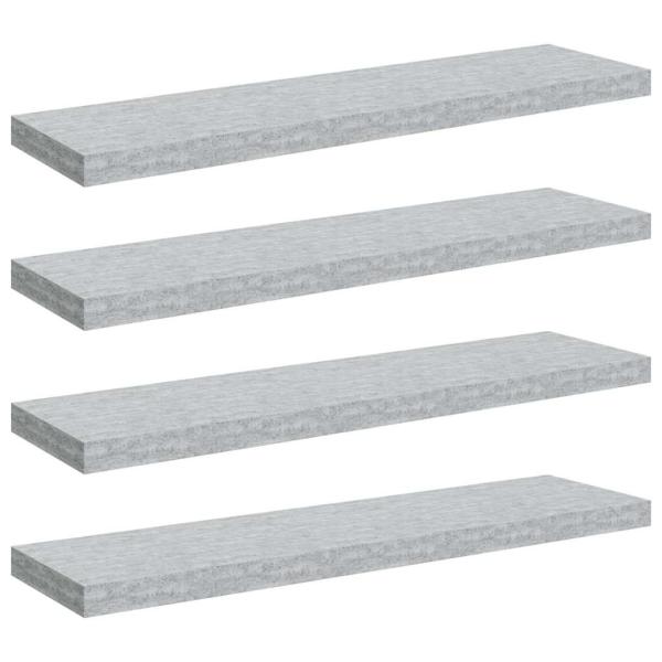 Schweberegale 4 Stk. Betongrau 90x23,5x3,8 cm MDF