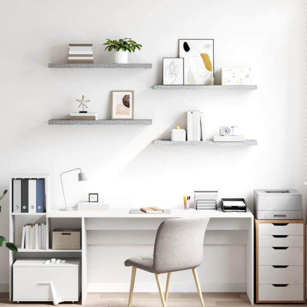Schweberegale 4 Stk. Betongrau 90x23,5x3,8 cm MDF