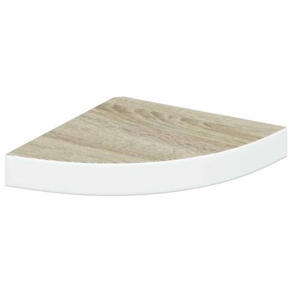 Eck-Schweberegal Eichen-Optik und Weiß 25x25x3,8 cm MDF