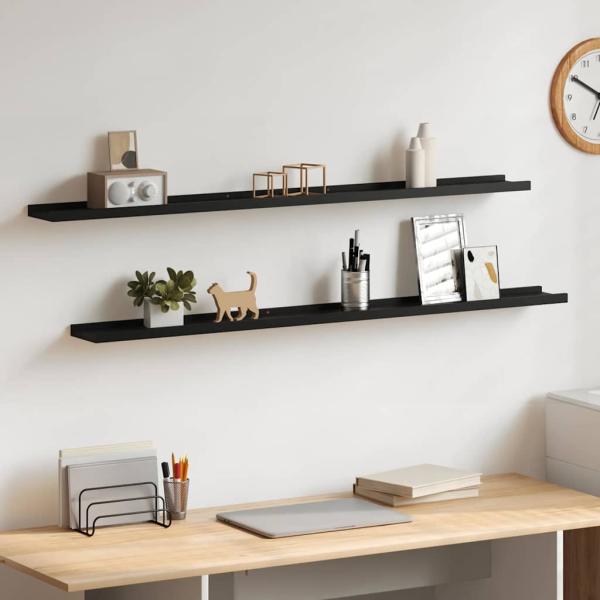 ARDEBO.de - Wandregale 2 Stk. Schwarz 115x9x3 cm