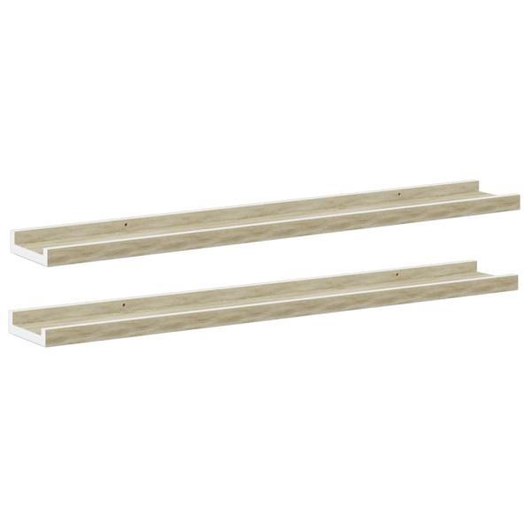 Wandregale 2 Stk. Wei? und Sonoma-Eiche 80x9x3 cm