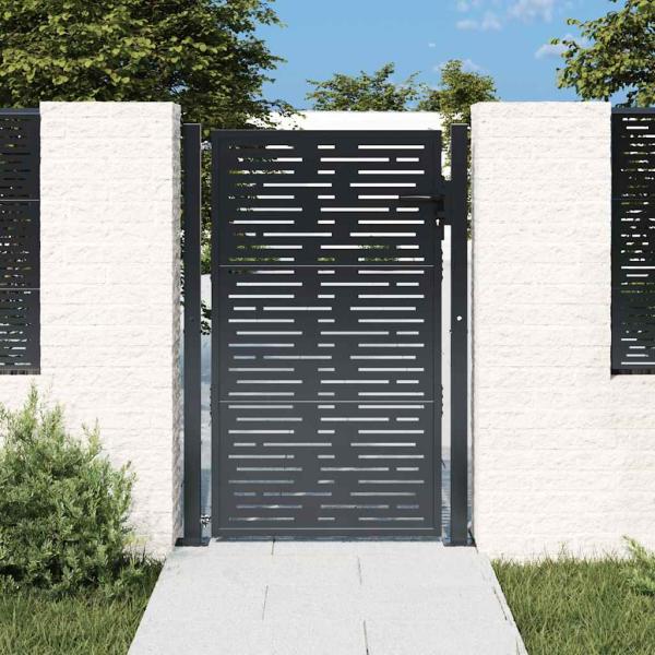 ARDEBO.de - Gartentor Anthrazit 100x150 cm Stahl Quadratisches Design