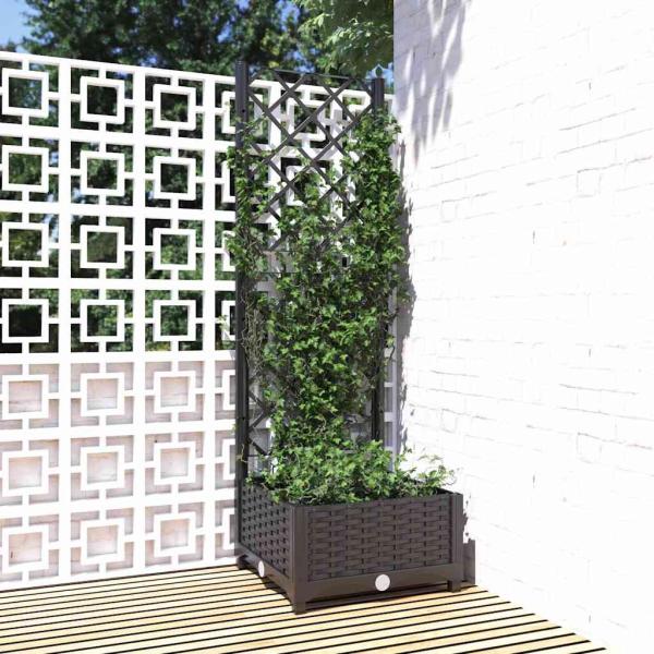ARDEBO.de - Garten-Pflanzgefäß mit Spalier Schwarz 40 x 40 x 121,5 cm PP
