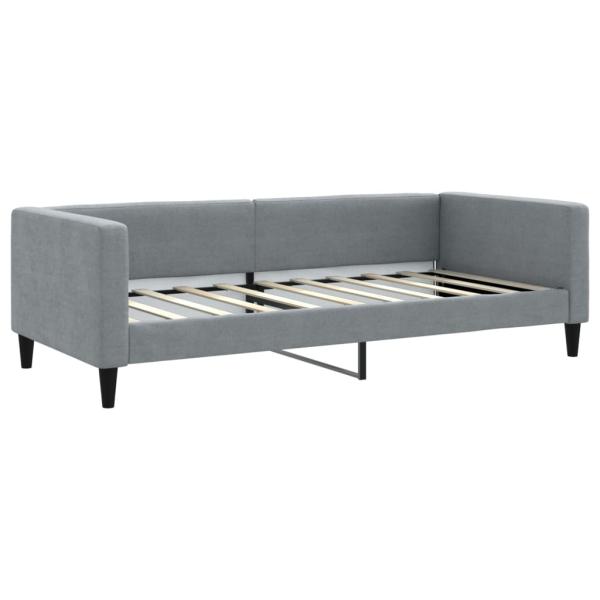 Tagesbett Ausziehbar Hellgrau 90x190 cm Stoff