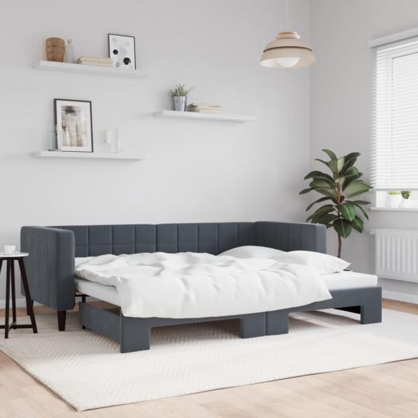ARDEBO.de - Tagesbett Ausziehbar Dunkelgrau 80x200 cm Samt