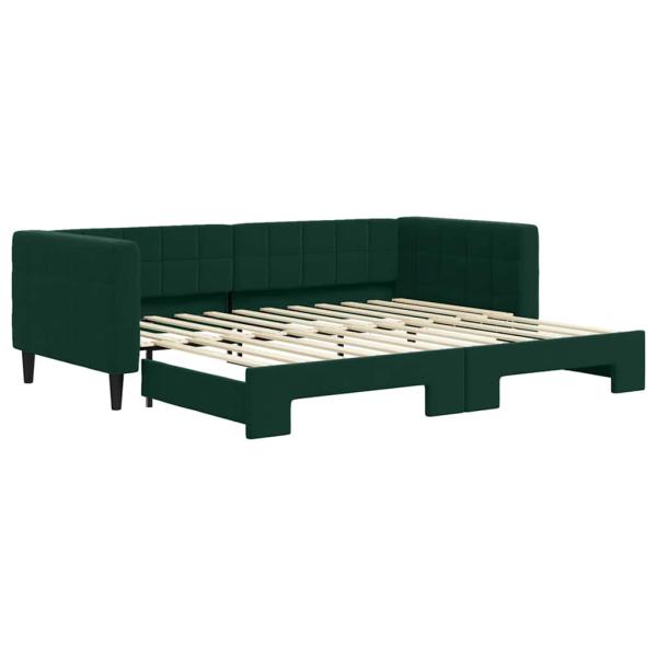 Tagesbett Ausziehbar Dunkelgrün 90x200 cm Samt