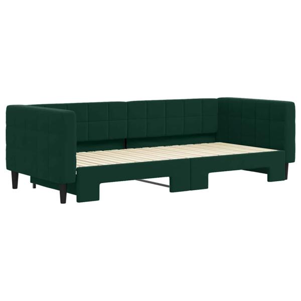 Tagesbett Ausziehbar Dunkelgrün 90x200 cm Samt